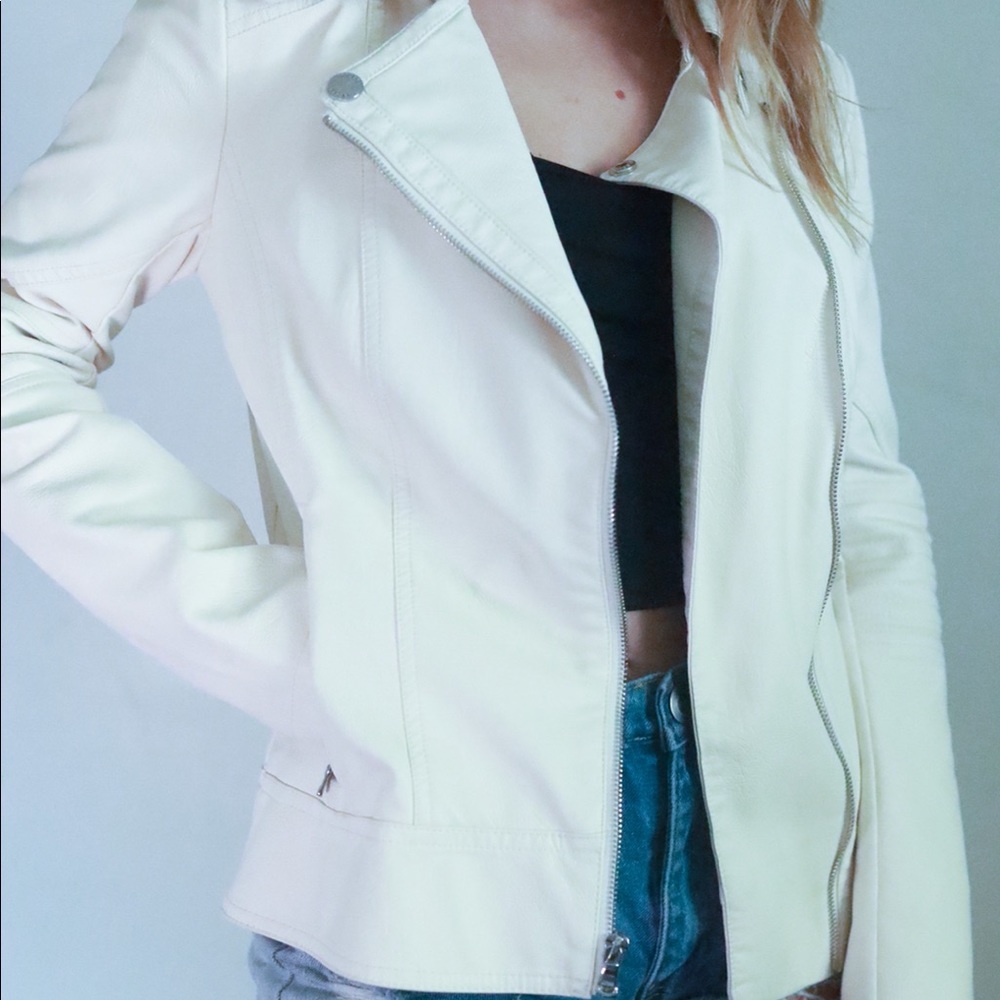 Coach White leather jacket size small